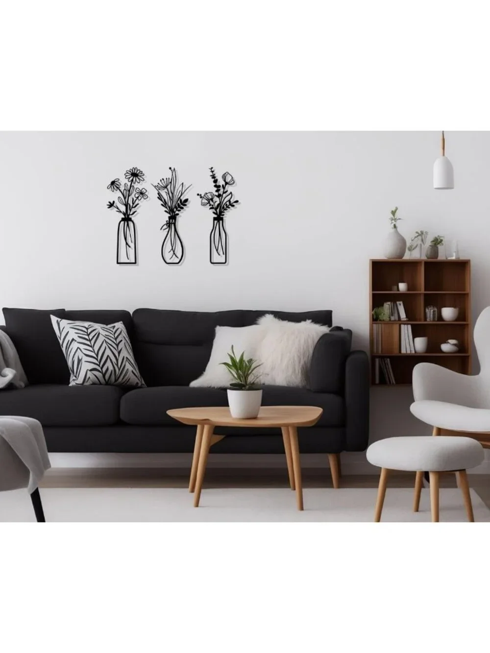 3-Piece Metal Flower Wall Art Set - Rustic Farmhouse Decor for Living Room